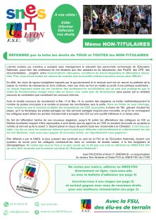 Mémo de rentrée « Non Titulaires » : Aout 2026