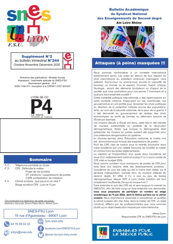 Télécharger la circulaire CPE : mars 2026