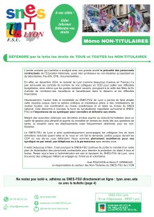 Mémo de rentrée « Non Titulaires » : Aout 2025 (version 4 pages)