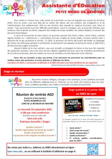 Petit mémo de rentrée « AED » : Septembre 2021