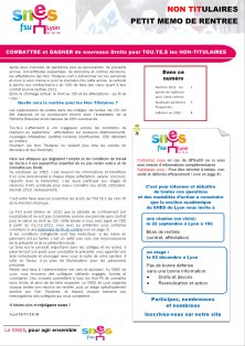 Petit mémo de rentrée « Non Titulaires » : Aout 2021