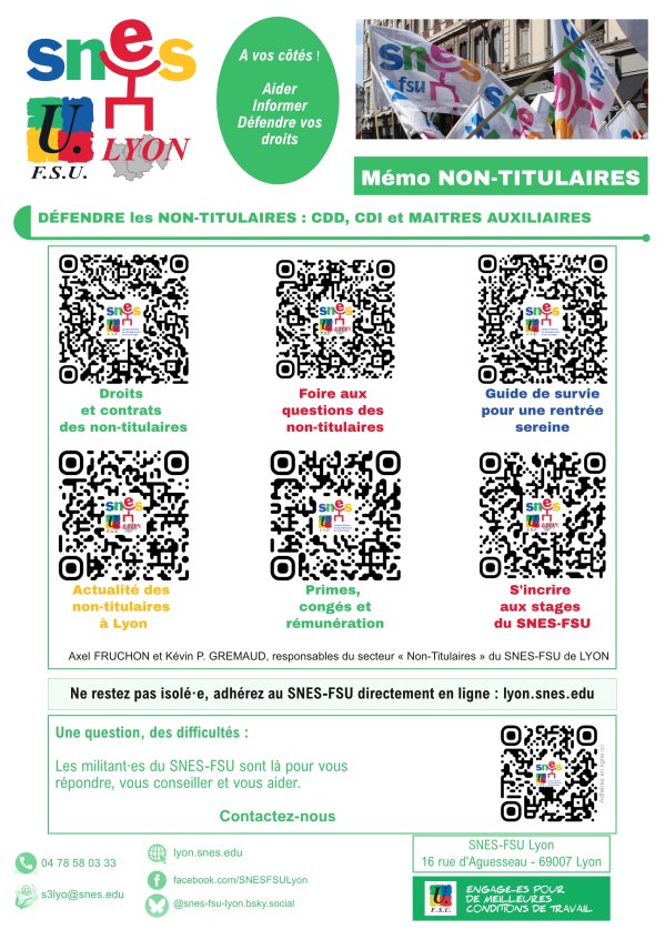 Mémo de rentrée « Non Titulaires » : Aout 2025 (version 2 pages)